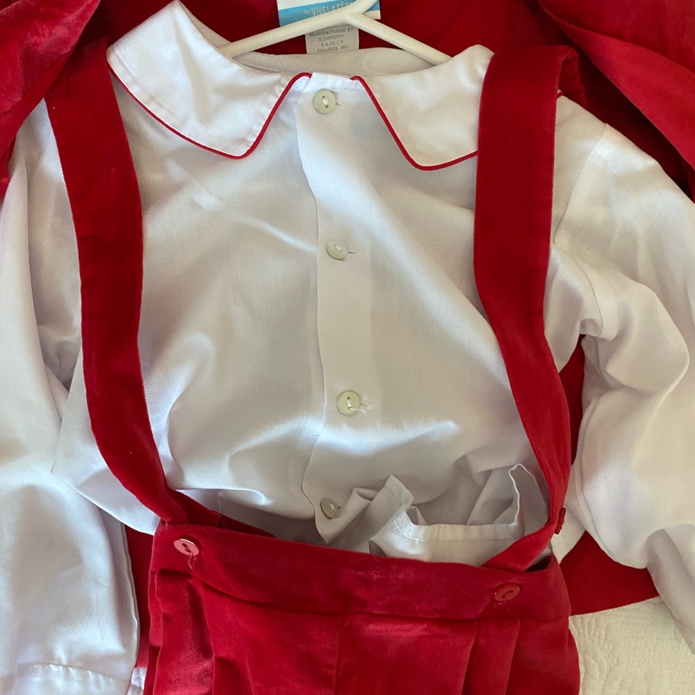 Boy red christmas outfit